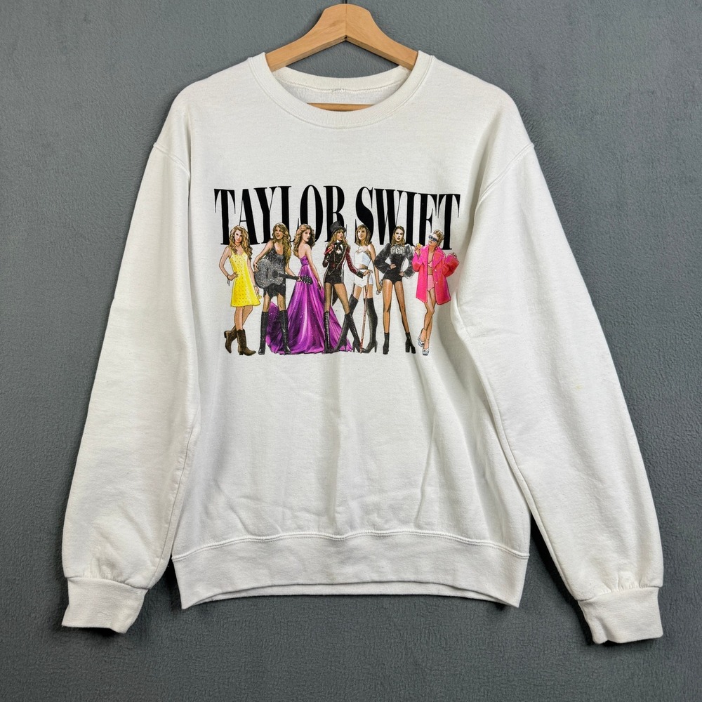 Taylor Swift Eras Graphic Crewneck Sweatshirt White Small Long sleeve Womens